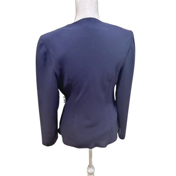 Vintage 1990’s Talbots 2 piece navy wide leg pantsuit faux wrap USA size 10 - Picture 7 of 10